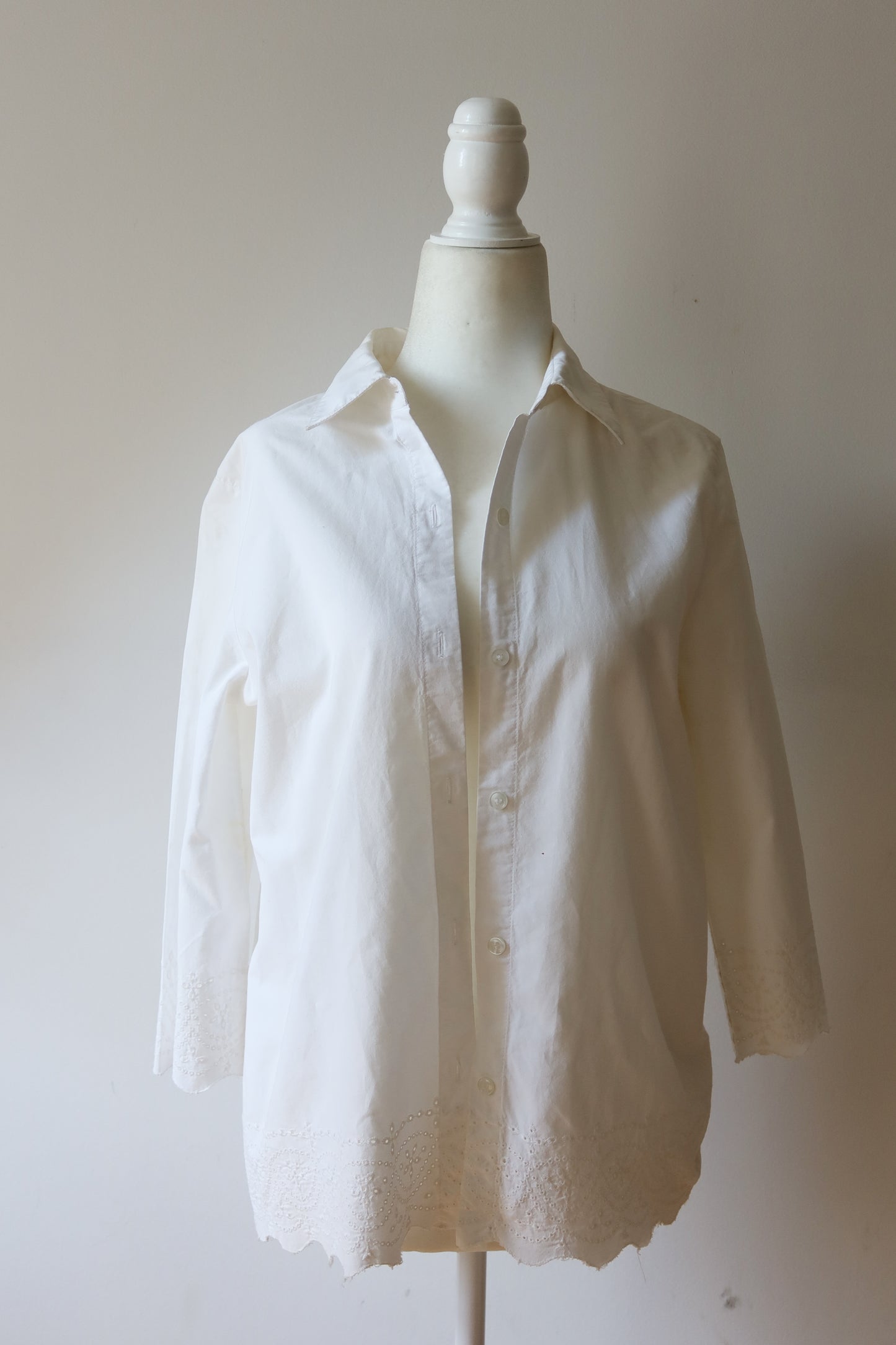 White Doily Trim Button Down