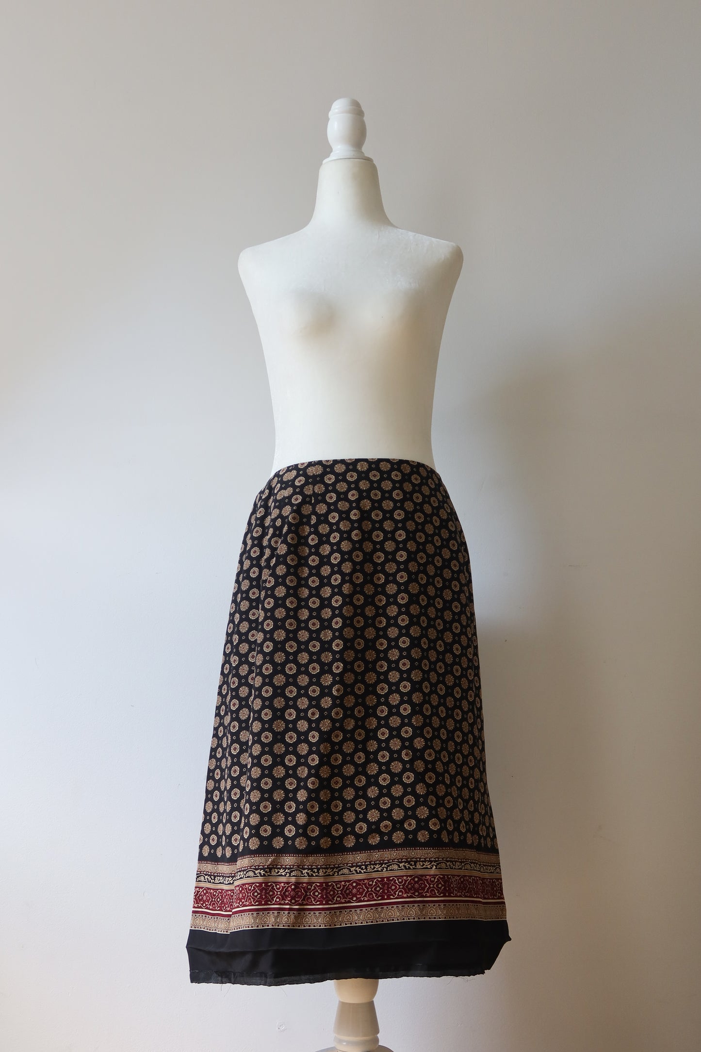 Black Printed Chiffon Midi Skirt