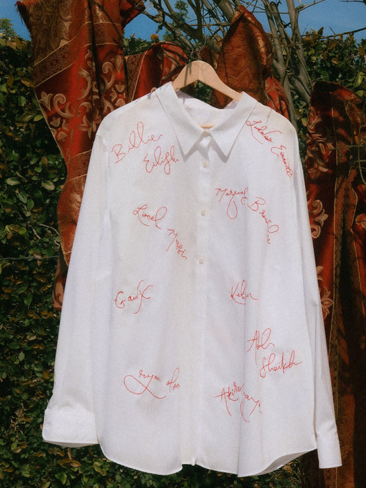 Custom Tattoo Embroidery Shirt - White