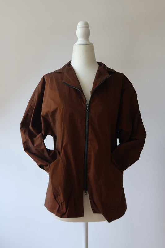 Brown Chambray Zip Up