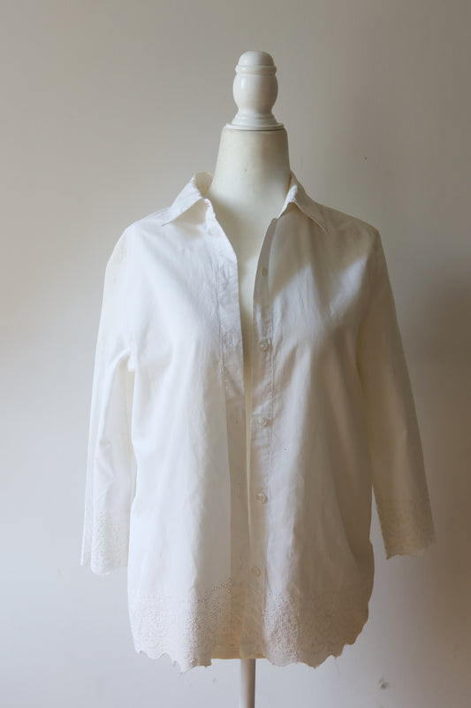 White Doily Trim Button Down