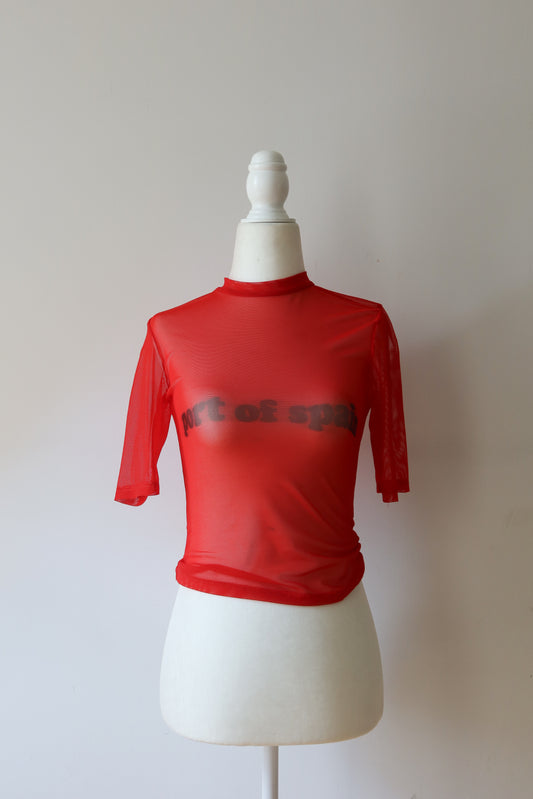 Port of Spain Red Mesh Top