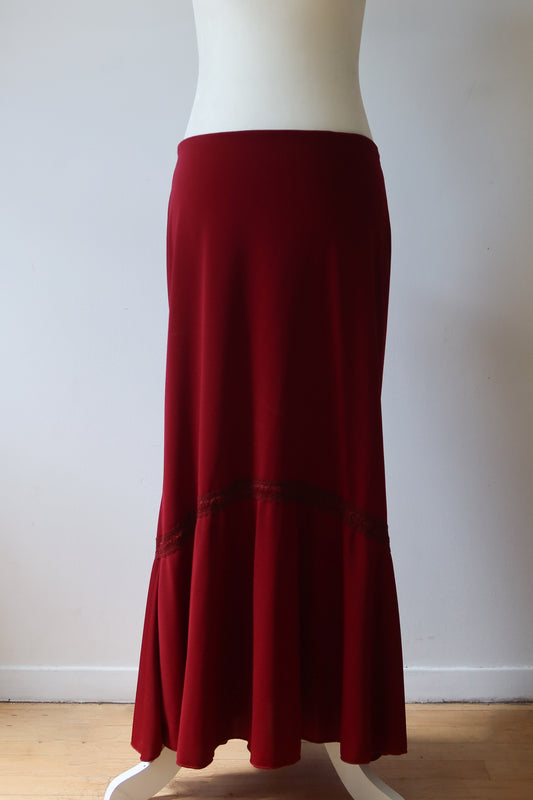 Maroon Bias Cut Skirt