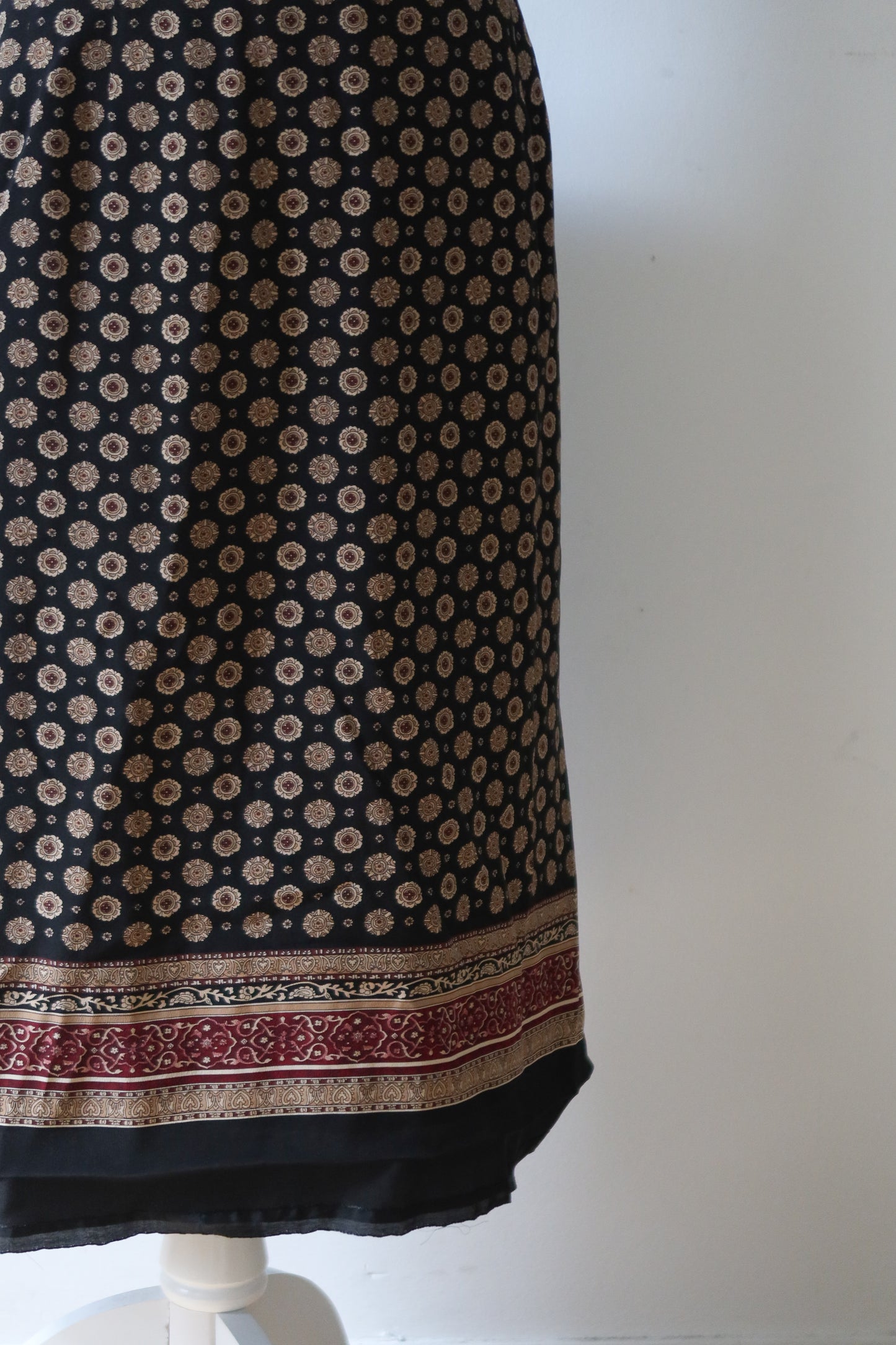Black Printed Chiffon Midi Skirt