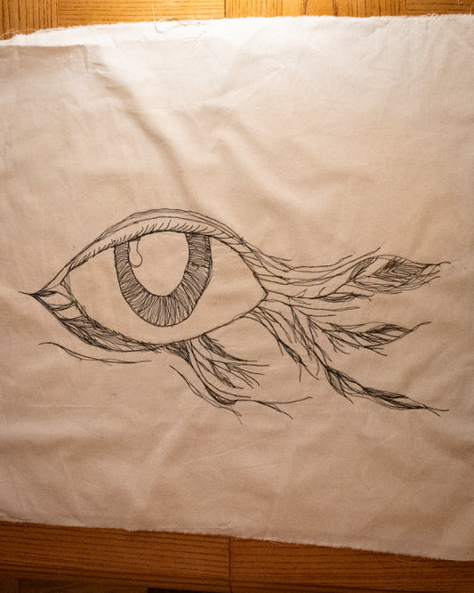 Feather Eye Fish Eye - Stitched Wall Art