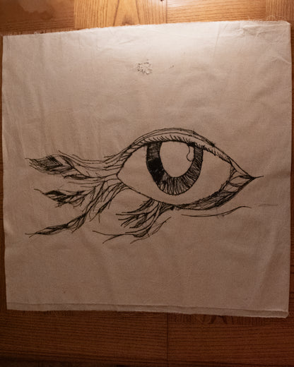 Feather Eye Fish Eye - Stitched Wall Art