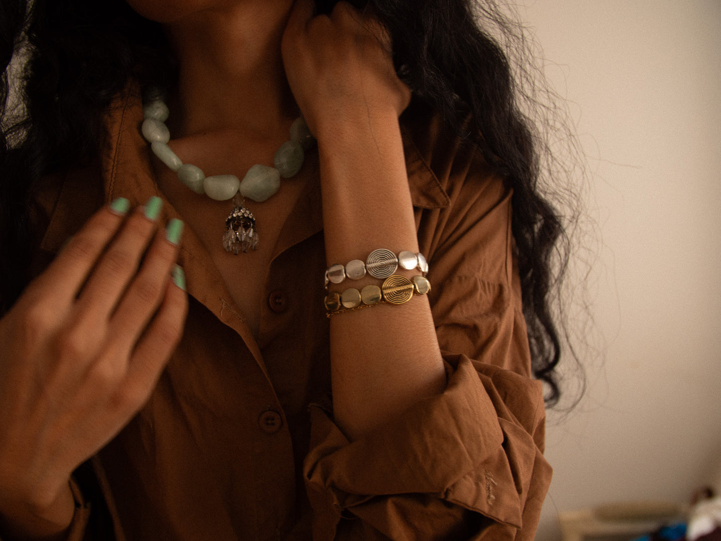 silver & gold spiral wave bracelets